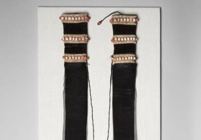 图片[2]-Black velvet hair cuffs with coral and pearl inlay, Qing dynasty, 18th c., Tibetan work-China Archive
